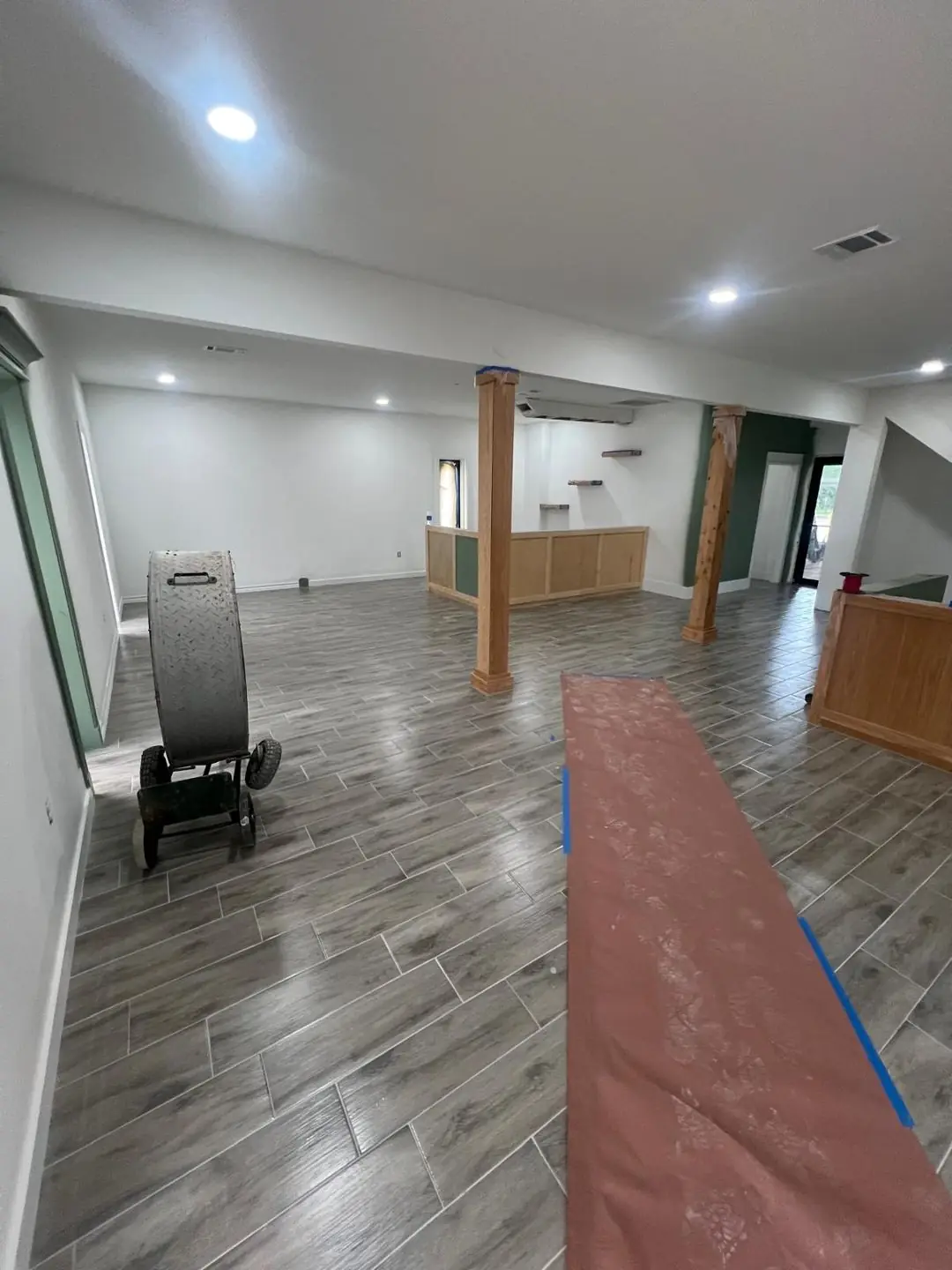 Commercial space with new floors and finished walls, Beaumont, TX