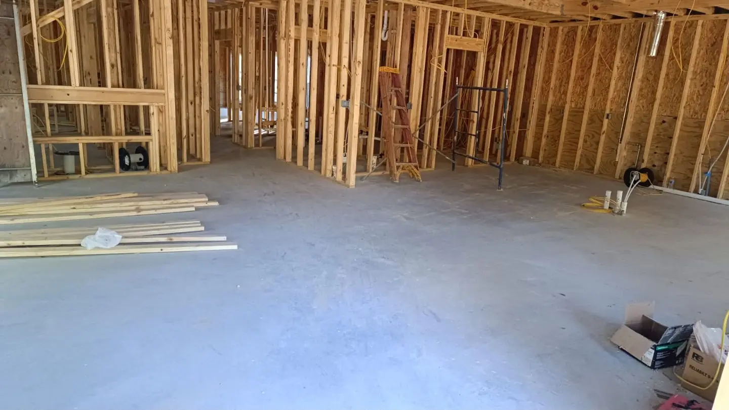 Framing interior, metal siding