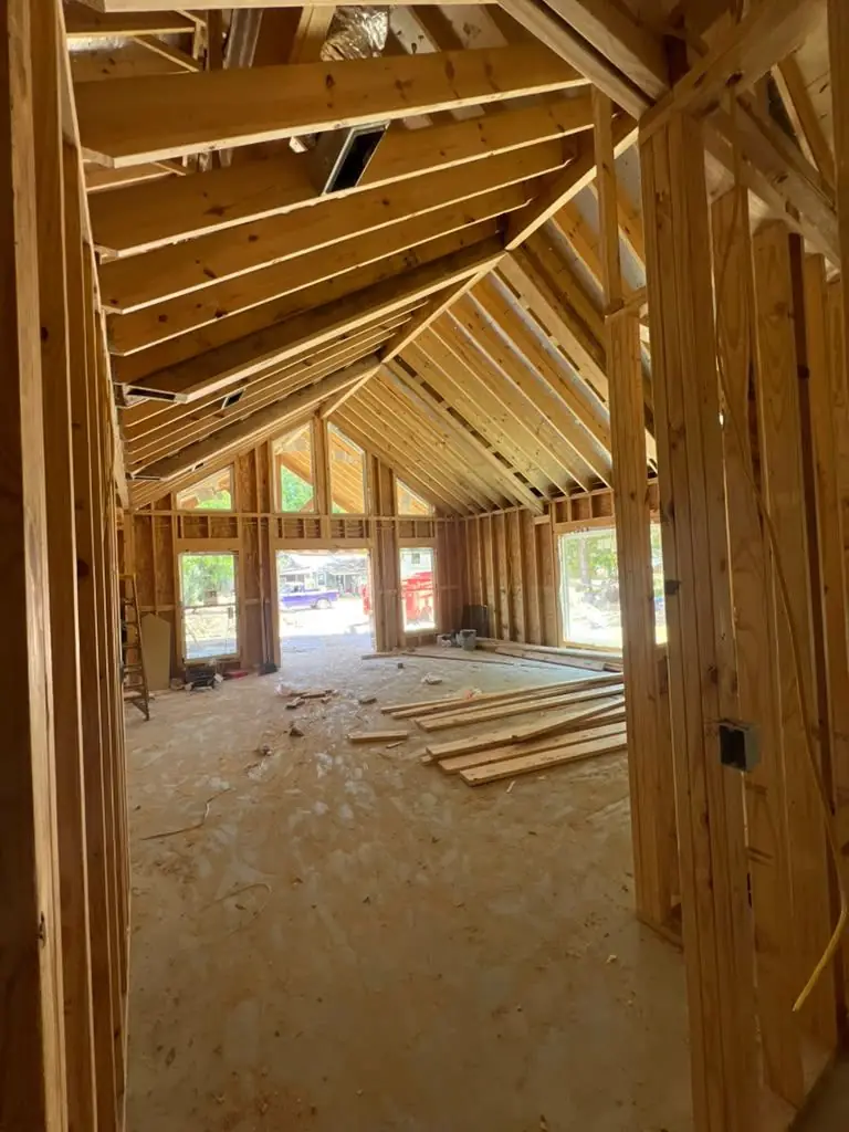 Framing interior, metal siding