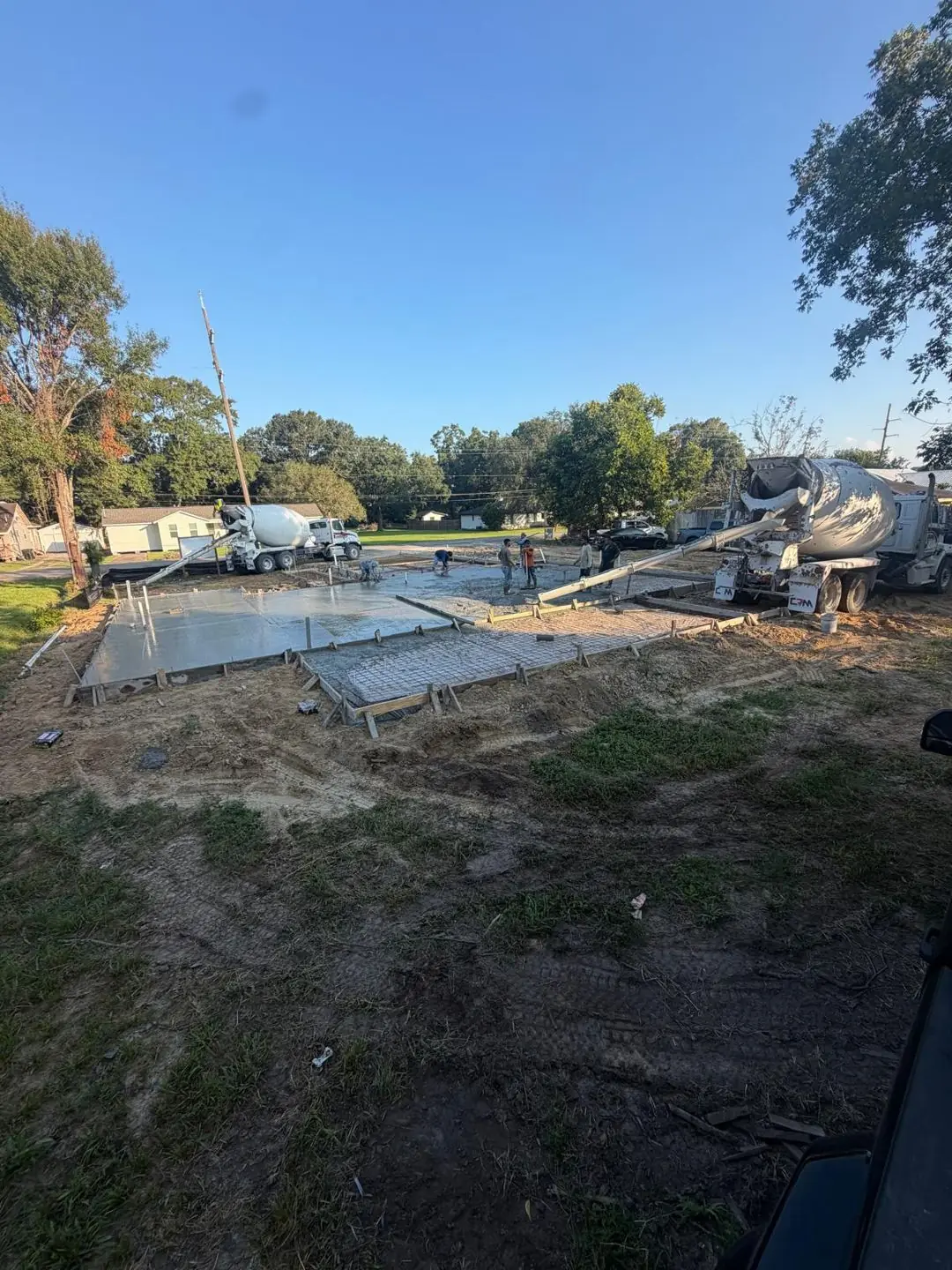 Concrete pour  and finished slab