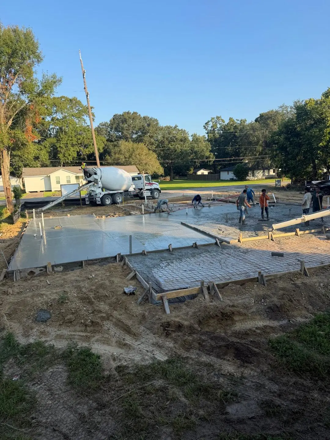 Concrete pour  and finished slab