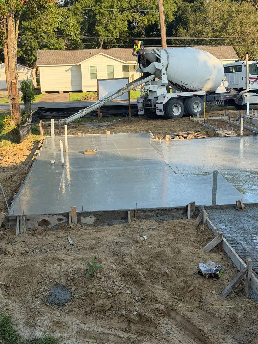 Concrete pour  and finished slab