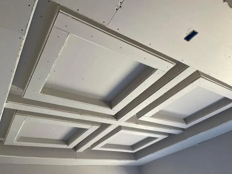 Tray ceilings, insulation visible